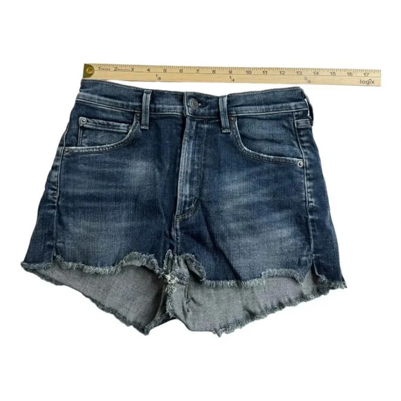 Agolde Anja Frayed Cutoff High Rise Denim Jean Shorts - Picture 10 of 11